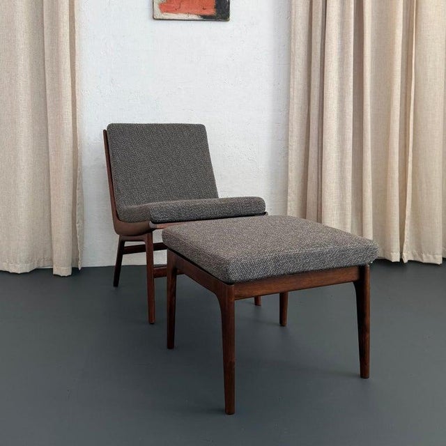 Gray 1960s Scandinavian Modern Teak Slipper Chair Ottoman Set by Gerhard Berg For Sale - Image 8 of 11