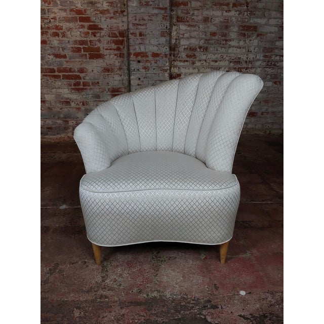 1940s Hollywood Regency Asymmetrical Fan Back Lounge Chairs a Pair