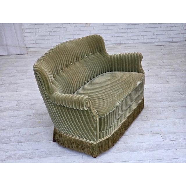 Danish 2-Seater Sofa in Velour and Beech, 1960s For Sale - Image 10 of 18