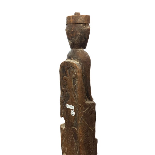 Wood Vintage Dayak Hampatong Guardian Figure - Indonesian Tribal Ancestor Sculpture, Borneo Ironwood 30.25" For Sale - Image 7 of 13