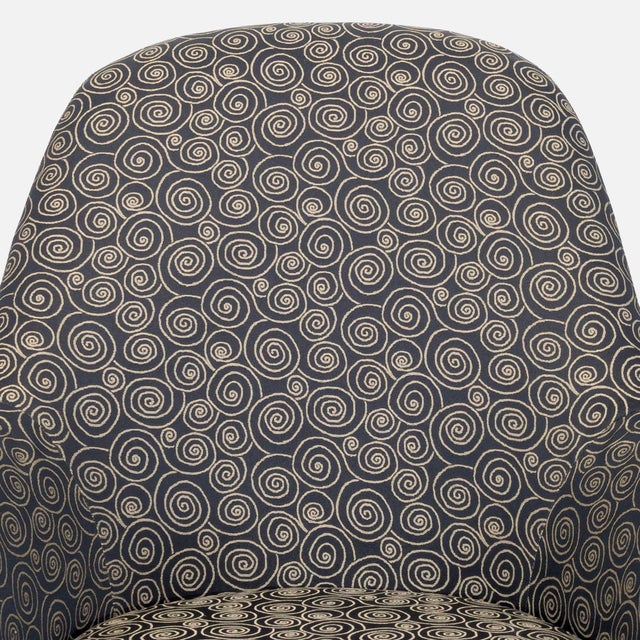 Comfortable Lounge Chair With Swirl Pattern Upholstery For Sale In San Francisco - Image 6 of 9