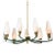 1950s 10-Light Brass & Lacquer Green Chandelier in Manner of Stilnovo For Sale