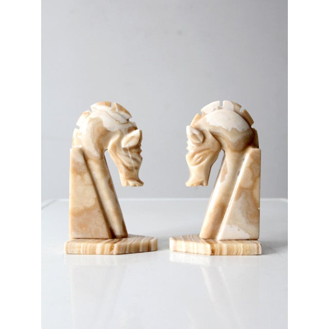 Vintage Art Deco Onyx Horse Head Bookends For Sale - Image 11 of 11