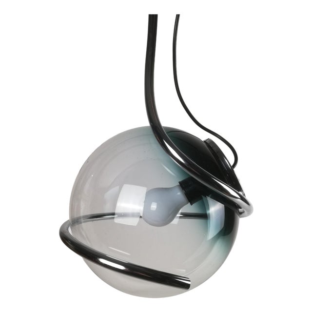 Space Age Pendant in Chrome and Murano Glass attributed to Fabio Lenci, 1970s For Sale