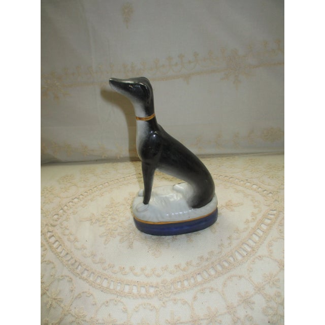 1900 - 1909 Antique Whippet Dog on a Blue & White Pillow Porcelain Figurine For Sale - Image 5 of 8
