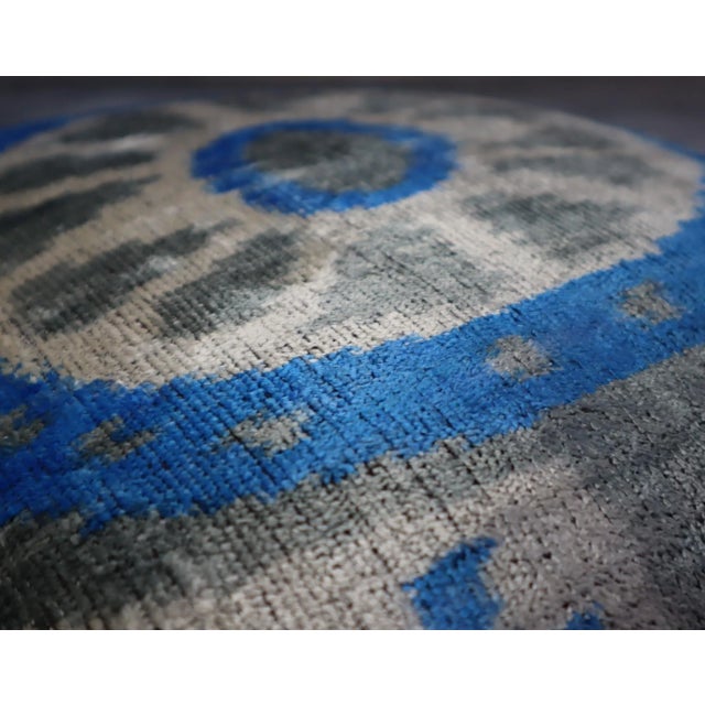 Gray Contemporary Blue Gray Handmade Velvet Throw Pillow & Down Insert For Sale - Image 8 of 11