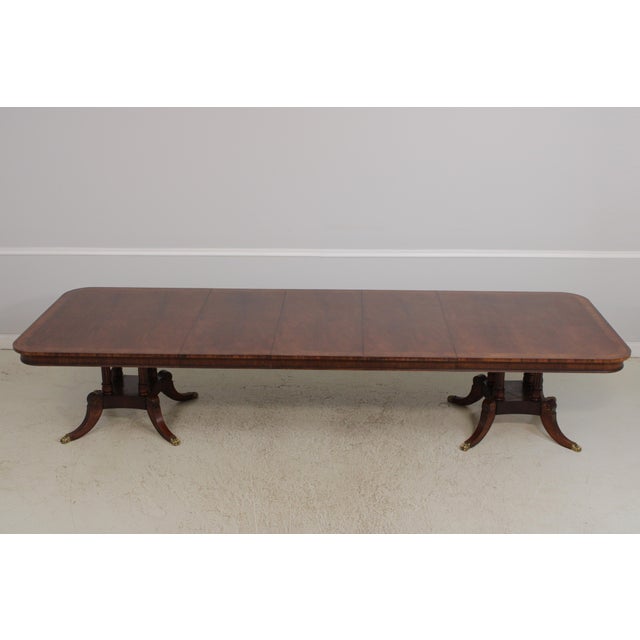 Henredon Mahogany Double Pedestal Inlaid Dining Table For Sale - Image 12 of 17