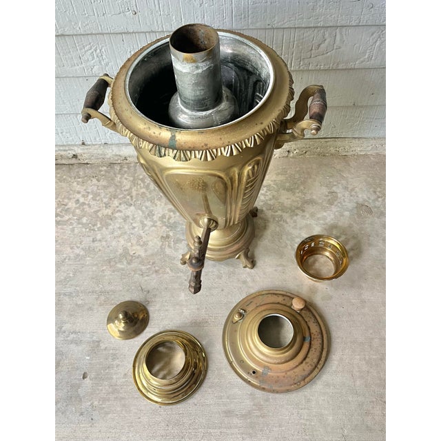 Gold 1890s Antique Solid Brass Samovar Coffee or Tea Dispenser For Sale - Image 8 of 10