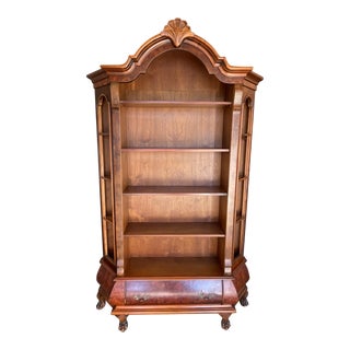 Shell Top Antique Bookcase With 1 Drawer For Sale