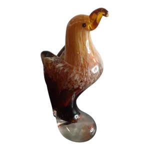 1980s Speckled Art Glass Bird Figurine