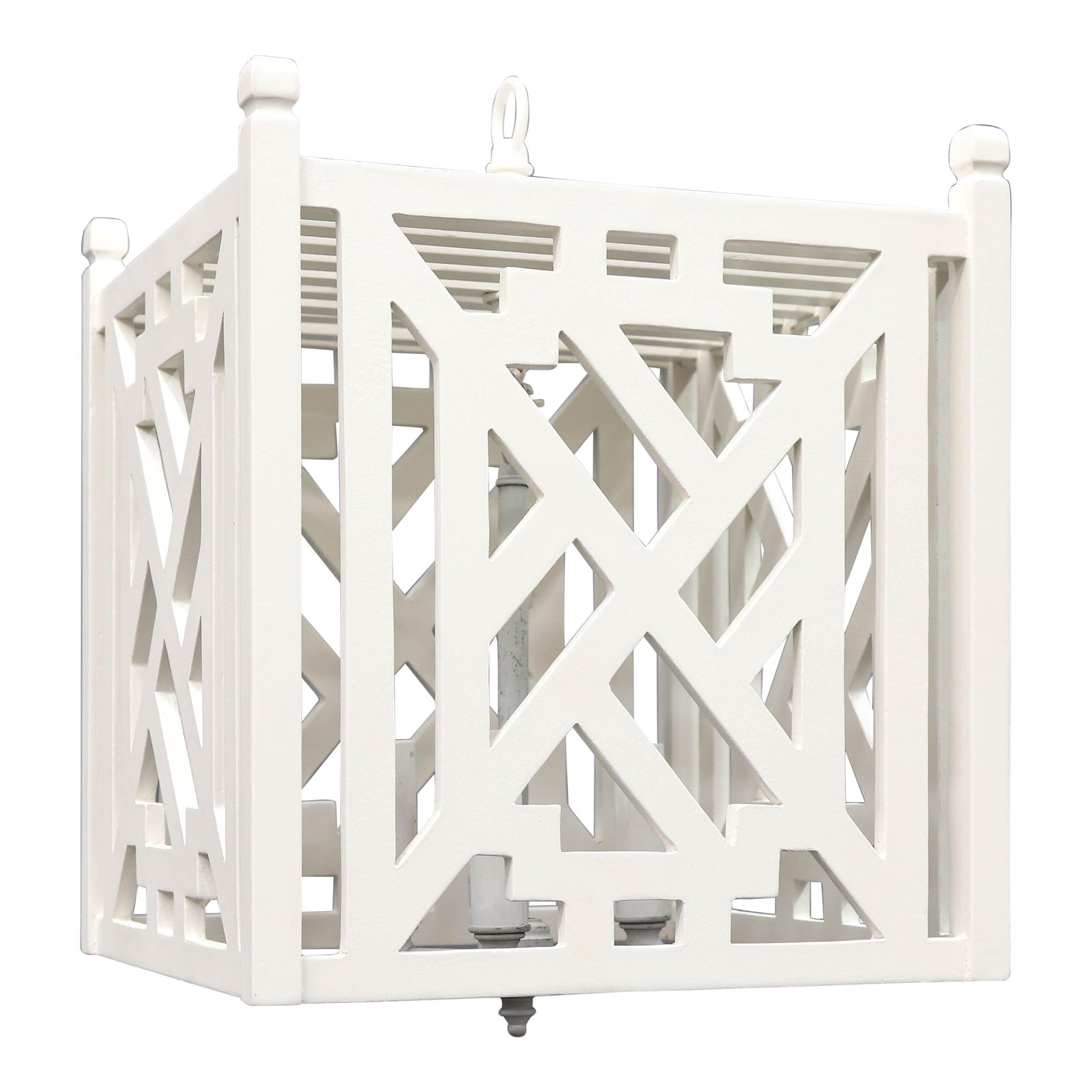 Modern Wood Geometric Brighton White Cube Lantern Chairish