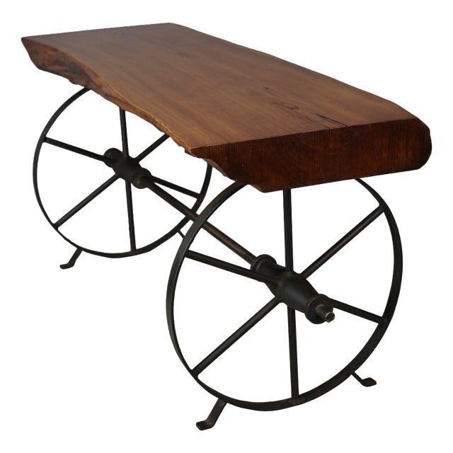 Vintage Rectangular Wooden and Metal Coffee Table, 1950s For Sale