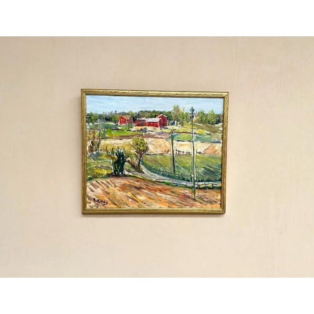 Original Swedish Oil on Panel – “Landscape” by Alexander Roos (1895–1973) – Signed – Vintage & Framed – 48 × 41 cm (18.9"...