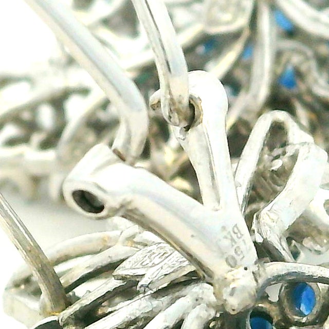 1970s Pair of Frantz Hingelberg Danish 14k Gold Sapphire and Diamond Floral Earrings For Sale - Image 15 of 16