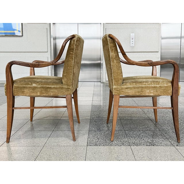 1950s Mid-20th Century Paolo Buffa Walnut Armchairs - A Set of 4 For Sale - Image 5 of 12