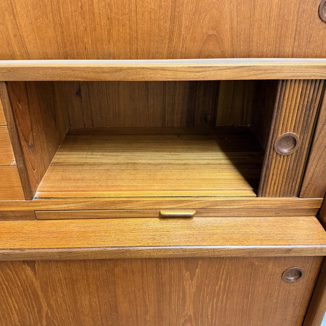 Vintage Danish Modern Johannes Andersen Attributed Teak Highboard Bar Cabinet Credenza, Circa 1960's Mid Century For Sale - Image 14 of 14