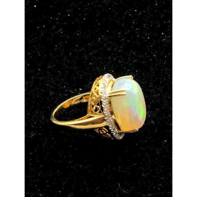 Bochic "Orient" Natural Diamond & Fire Opal Ring Set In 18K Gold & Silver For Sale - Image 9 of 12