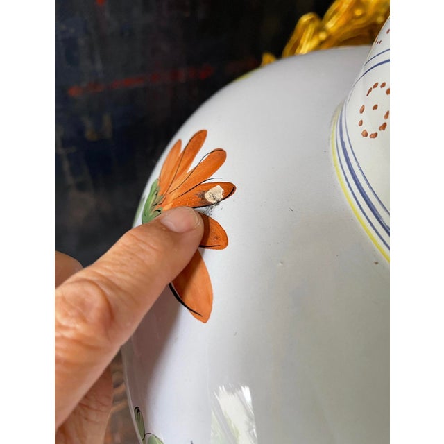 Ceramic Vintage Oversized Italian Ceramic Lamp by Frederick Cooper Depicting Asian Scene For Sale - Image 7 of 11