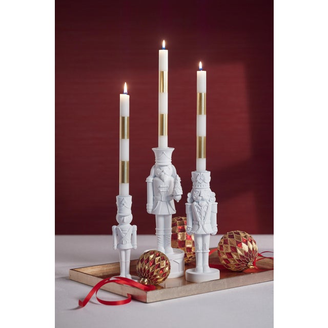 Traditional Tiler 8" White Nutcracker Taper Candle Holder For Sale - Image 3 of 3