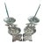Pair of Early-Mid 20th Century Chinese Silver-Finished Brass Altar Candlesticks – Cranes & Fish For Sale