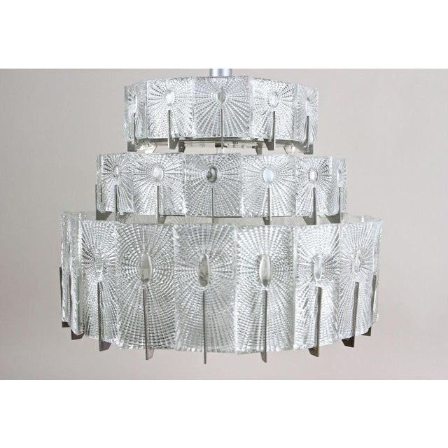 Vintage Three-Tier Glass Pendant Light by Rupert Nikoll, 1950 For Sale - Image 15 of 18