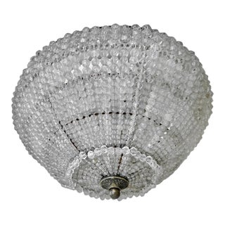 Italian Beaded Glass Dome Basket Flush Mount For Sale