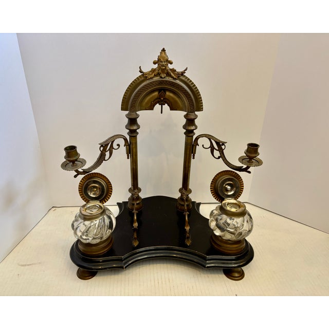 Superior 19th Century Double Inkwell Desk Set For Sale In West Palm - Image 6 of 16