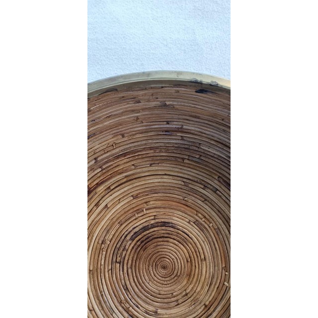 Large Wicker Basket with Brass Edge, 1970s For Sale - Image 9 of 10