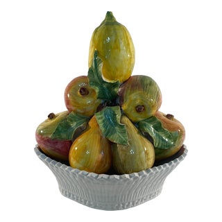 Vintage Italian Ceramic Majolica Fruit Topiary Centerpiece For Sale