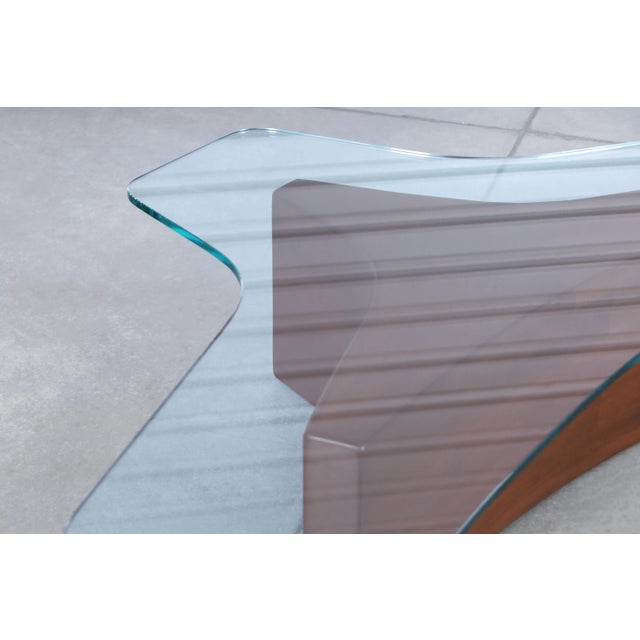 Sienna Mid-Century Walnut and Glass Biomorphic Coffee Table by Harvey Probber, 1960s For Sale - Image 8 of 12