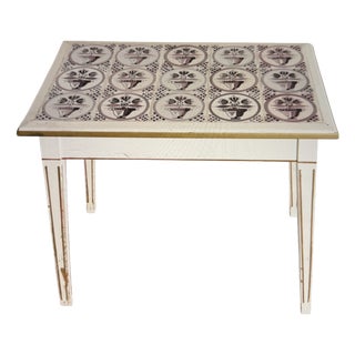 Tea Table with Manganese Tiles For Sale
