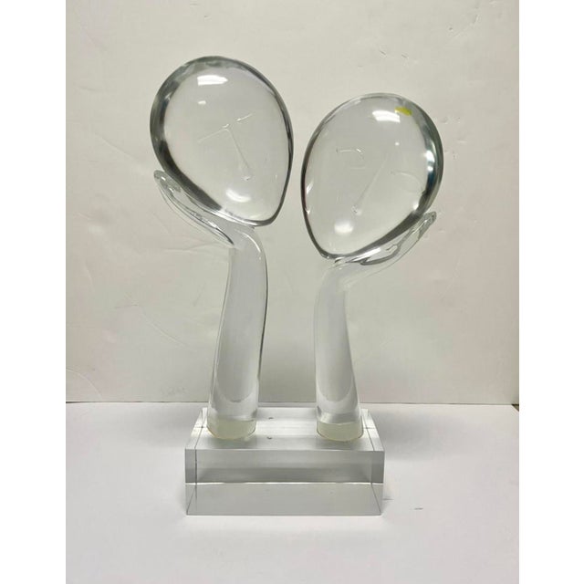Figurative Loredano Rosin Glass Sculpture 2 Faces Signed For Sale - Image 3 of 10