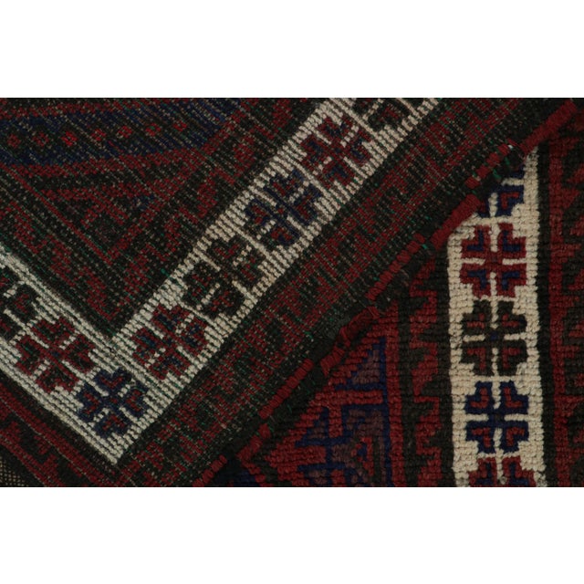 Textile 1950s Vintage Baluch Tribal Rug in Red & Navy Blue Patterns by Rug & Kilim For Sale - Image 7 of 7