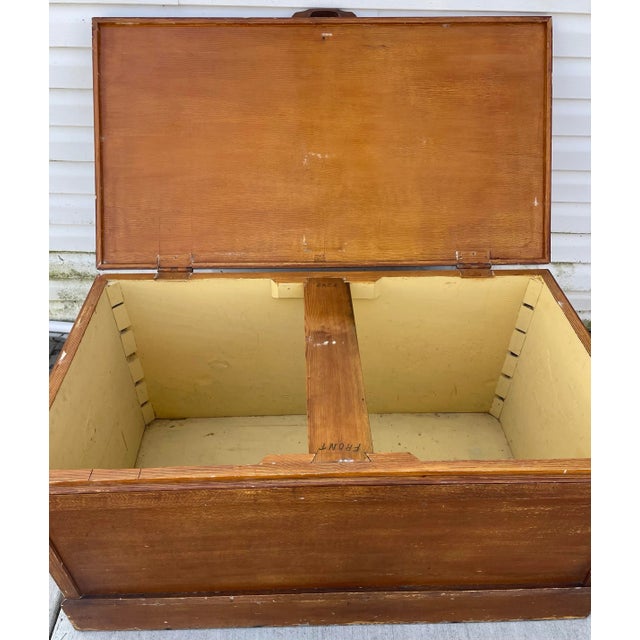 1900 - 1909 Large Primitive Trunk Coffee Table With Rustic Metal Handles For Sale - Image 5 of 8