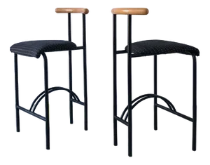 Vintage Tubular Steel Bar Stools, 1980s, Set of 2