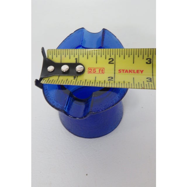 Cobalt Blue Frosted Glass Top Hat Toothpick Holder Ash Tray 4576b For Sale - Image 9 of 10