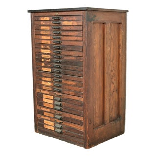 Antique Oak 25-Drawer Architect's Blueprint Flat File Cabinet by Hamilton, Circa 1900 For Sale