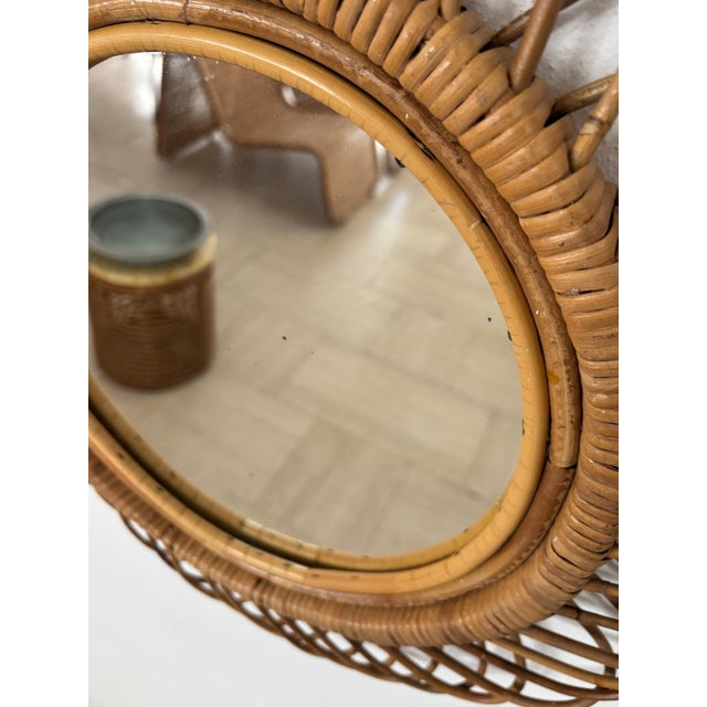 Rattan Bamboo Mirror, Italy, 1960s For Sale - Image 4 of 9