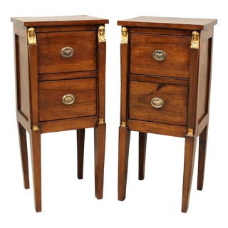 Italian Retour d'Egypte Bedside Tables in Walnut, 1798-1805, Set of 2 For Sale