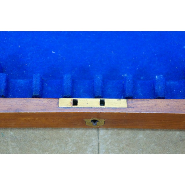 Antique Mahogany Brass Flatware Fish Cutlery Knife Presentation Storage Box 14" For Sale - Image 16 of 17