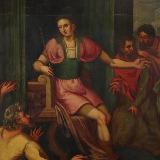 Textile La Continenza di Scipione, 17th-century, Oil on Panel, Framed For Sale - Image 7 of 14