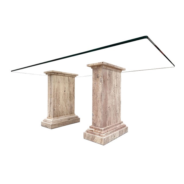 Marina Dining Table in Pink and Brown Jara Travertine Marble, 1989 For Sale - Image 12 of 16