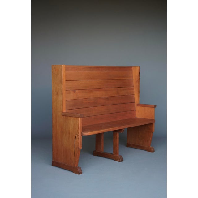 Small Dutch church bench in pine - this bench would work well as a hall bench. It has a very nice warm patina to the wood....