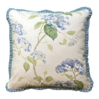 Colefax & Fowler Summerby Single Branch Blue Chintz Designer Throw Pillow With Down Feather Insert For Sale