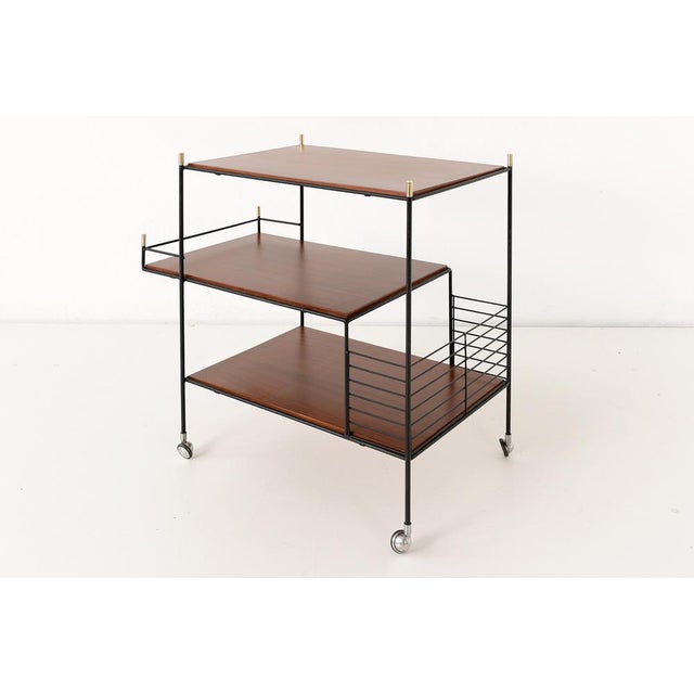 Black Italian Rosewood Bar Cart, 1960s For Sale - Image 8 of 13