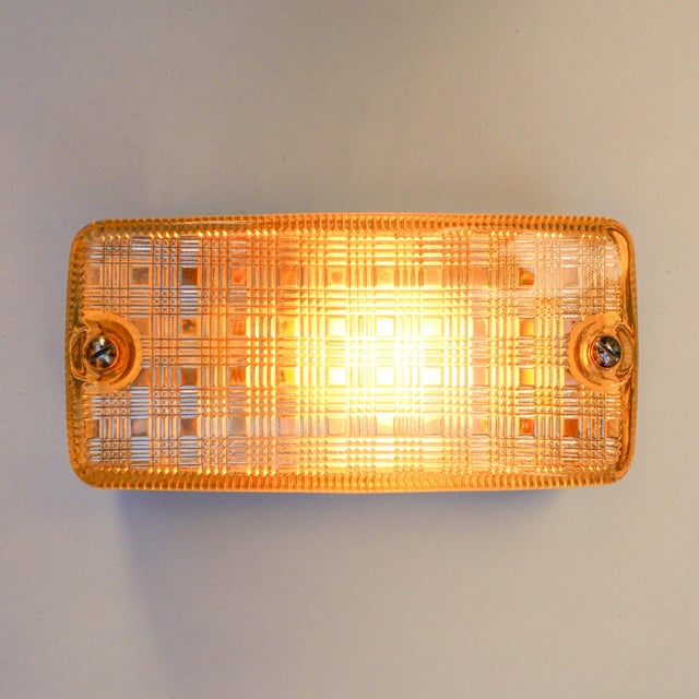 Wall Lamp in Cast Aluminum and Grid Glass, 1960s For Sale - Image 4 of 9