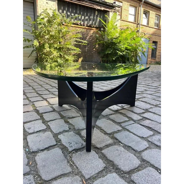Black Wood Frame and Glass Coffee Table For Sale - Image 3 of 11