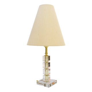 Big Glass Table Lamp with Fabric Shade by Bakalowits, Vienna, 1920s For Sale