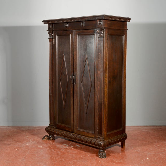 Lion Feet Bookcase Cabinet with Shelves and Drawer, 1900s For Sale - Image 12 of 18