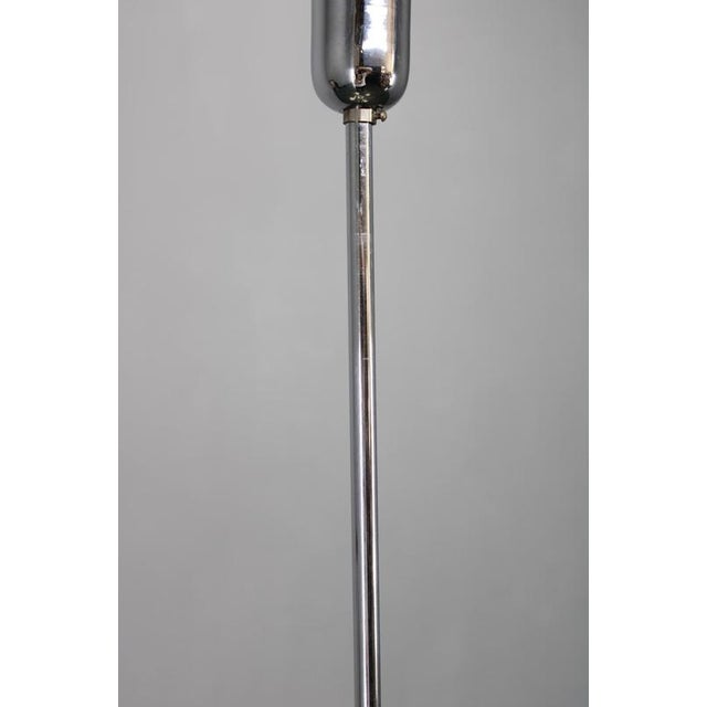 Vintage Art Deco Chrome Pendant Light with Champagne Opaline Glass Shades, 1930s For Sale - Image 9 of 16